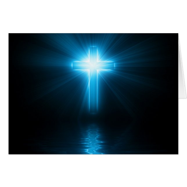 Christliches Kreuz im blauen Licht (Vorderseite (Horizontal))