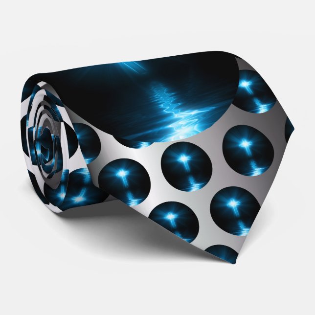 Christliches Kreuz im blauen Licht Krawatte (Gerollt)