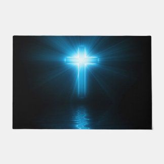 Christliches Kreuz in blauem Leichtboden matte