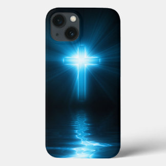 Christliches Kreuz in blauem Licht Case-Mate iPhone Hülle