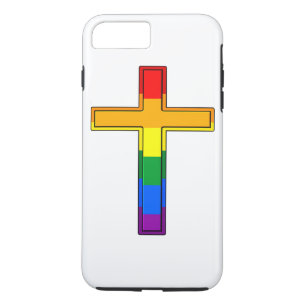 Christliches Kreuz in den Farben der Gay-Pride-Fla iPhone 8 Plus/7 Plus Hülle