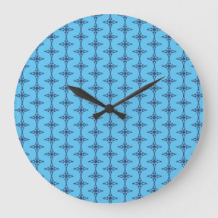 Christliches Kreuz in Himmelblau-Kunst Große Wanduhr