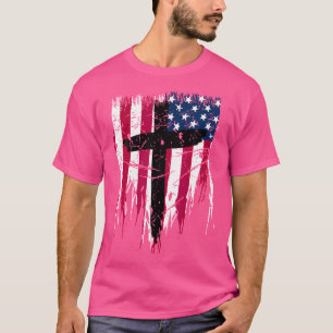 Christliches Kreuz Jesus American Usa Fahne T-Shirt