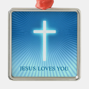 Christliches Kreuz   Jesus Liebe Sie Silbernes Ornament