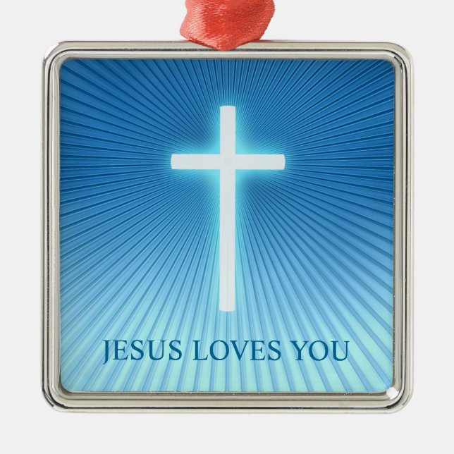 Christliches Kreuz | Jesus Liebe Sie Silbernes Ornament (Vorne)