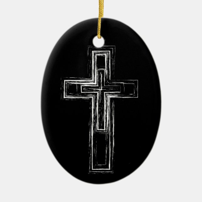 Christliches Kreuz Keramik Ornament (Vorne)