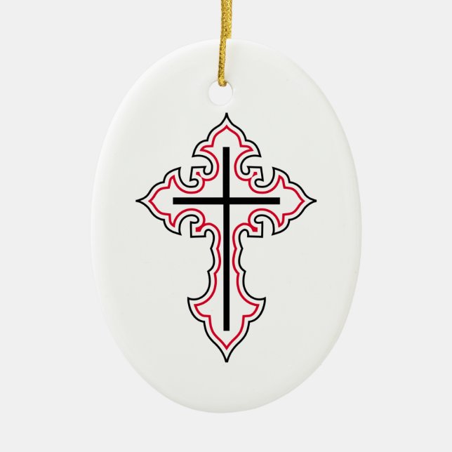 Christliches Kreuz Keramik Ornament (Vorne)