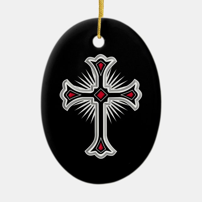 Christliches Kreuz Keramik Ornament (Vorne)