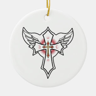 Christliches Kreuz Keramik Ornament