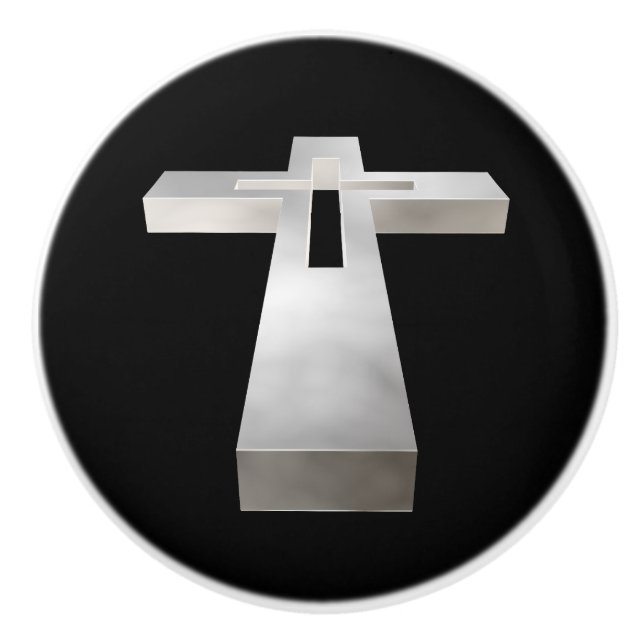 Christliches Kreuz Keramikknauf (Vorderseite)