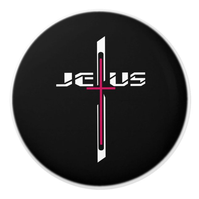 Christliches Kreuz Keramikknauf (Vorderseite)