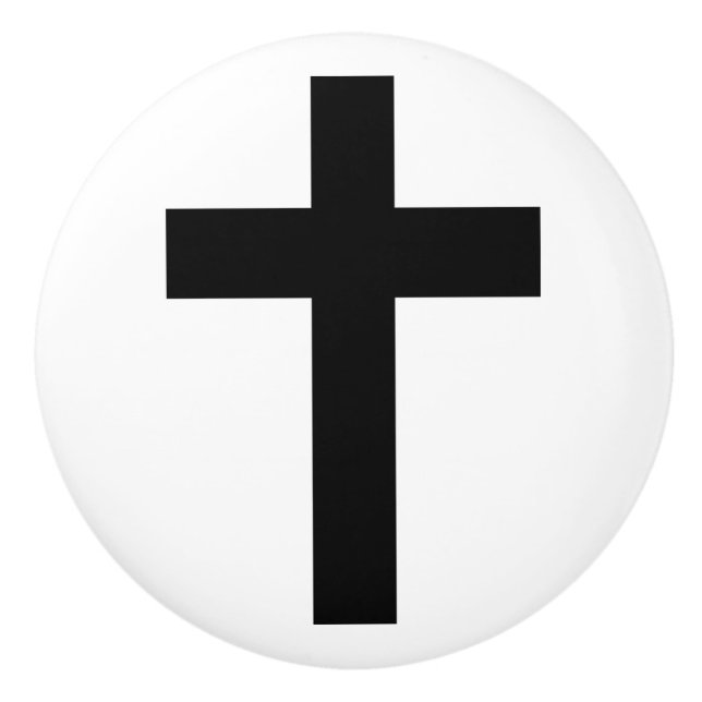 Christliches Kreuz Keramikknauf (Vorderseite)