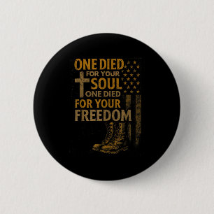 Christliches Kreuz Militärveteran Amerikanische Fl Button