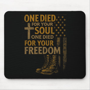 Christliches Kreuz Militärveteran Amerikanische Fl Mousepad