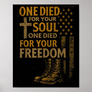 Christliches Kreuz Militärveteran Amerikanische Fl Poster