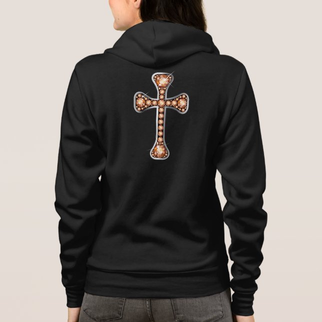 Christliches Kreuz mit "Bernstein-" oder "Topaz-" Hoodie (Rückseite)