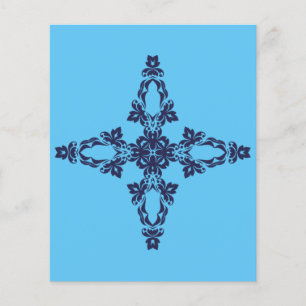Christliches Kreuz mit blauem Ornament