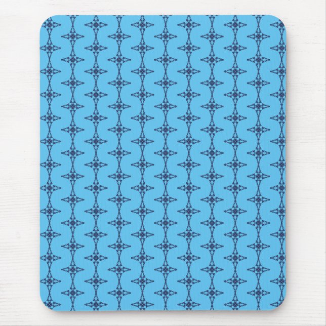 Christliches Kreuz mit blauem Ornament Mousepad (Vorne)