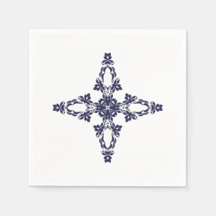 Christliches Kreuz mit blauem Ornament Serviette