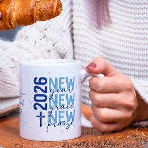 Christliches Kreuz mit individuellem Bibelvers zum Kaffeetasse