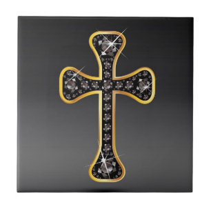 Christliches Kreuz mit "Onyx"-Steinen Fliese