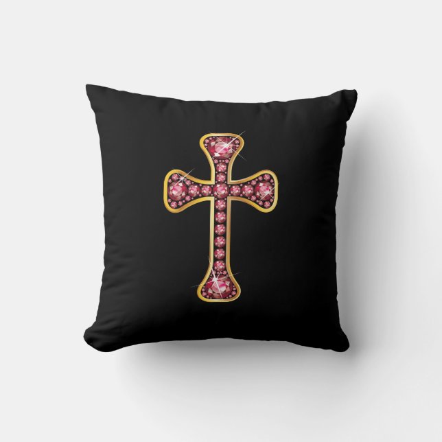Christliches Kreuz mit "Ruby Stones" Kissen (Vorderseite)