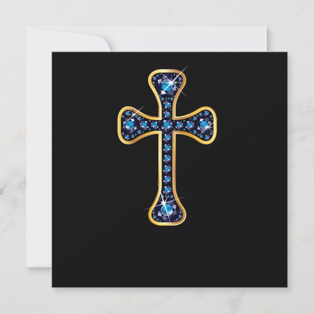 Christliches Kreuz mit "Sapphire"-Steinen (Vorderseite)