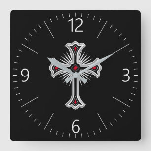 Christliches Kreuz Quadratische Wanduhr