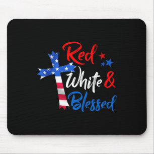 Christliches Kreuz Rot Weiß Und Gesegnet 4. Juli Mousepad