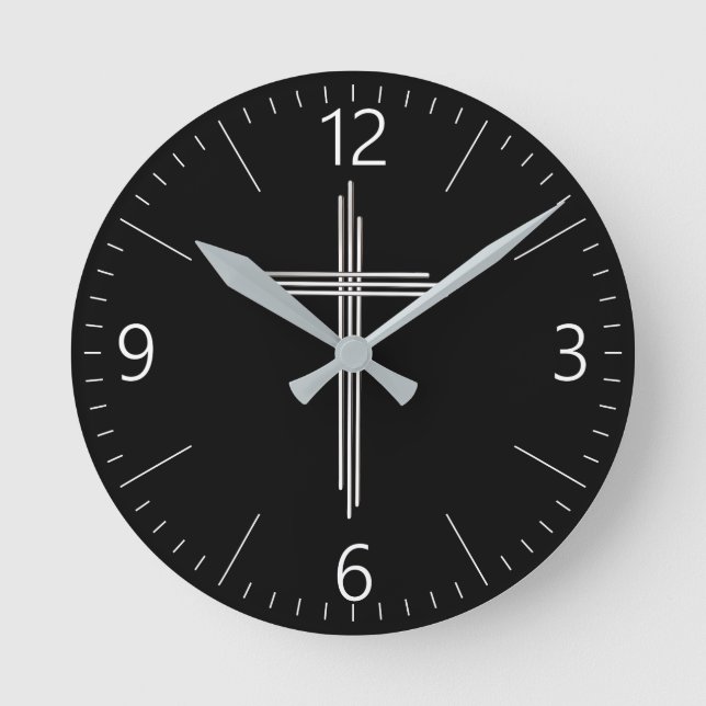 Christliches Kreuz Runde Wanduhr (Vorderseite)
