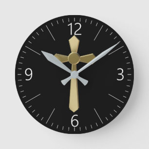 Christliches Kreuz Runde Wanduhr