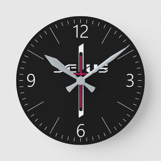 Christliches Kreuz Runde Wanduhr (Vorderseite)