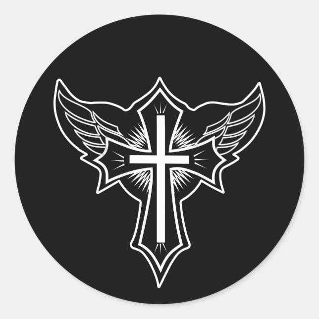 Christliches Kreuz Runder Aufkleber (Vorderseite)