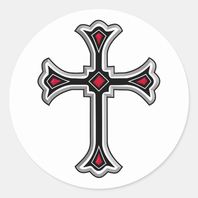 Christliches Kreuz Runder Aufkleber (Vorderseite)
