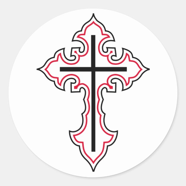 Christliches Kreuz Runder Aufkleber (Vorderseite)