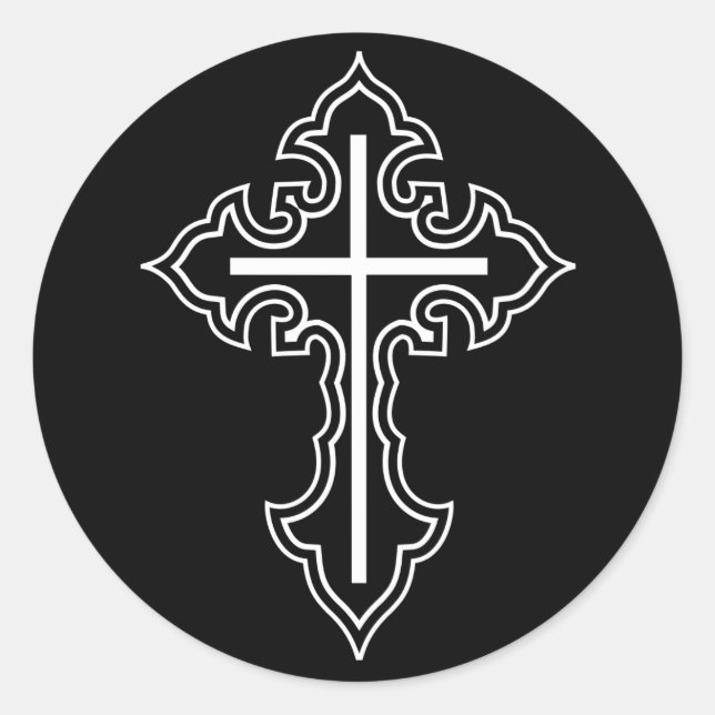 Christliches Kreuz Runder Aufkleber (Vorderseite)