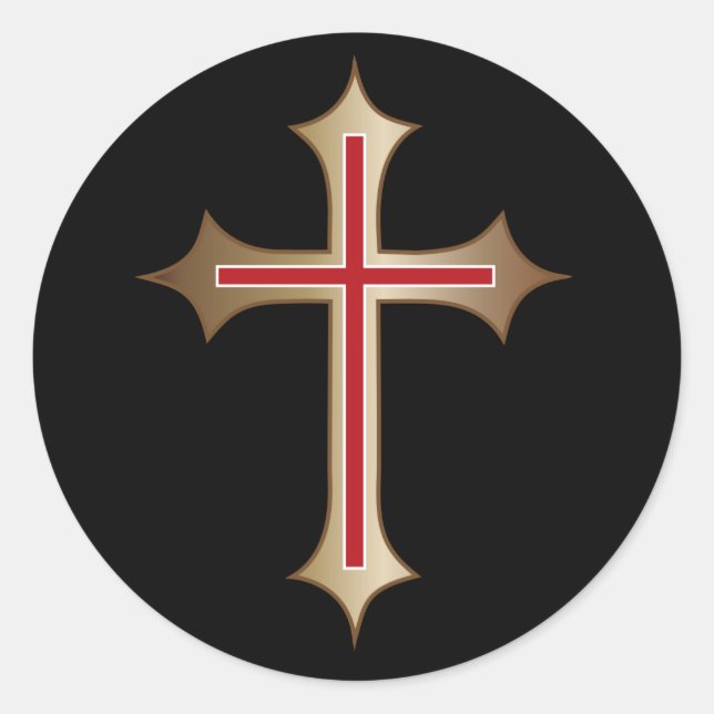 Christliches Kreuz Runder Aufkleber (Vorderseite)