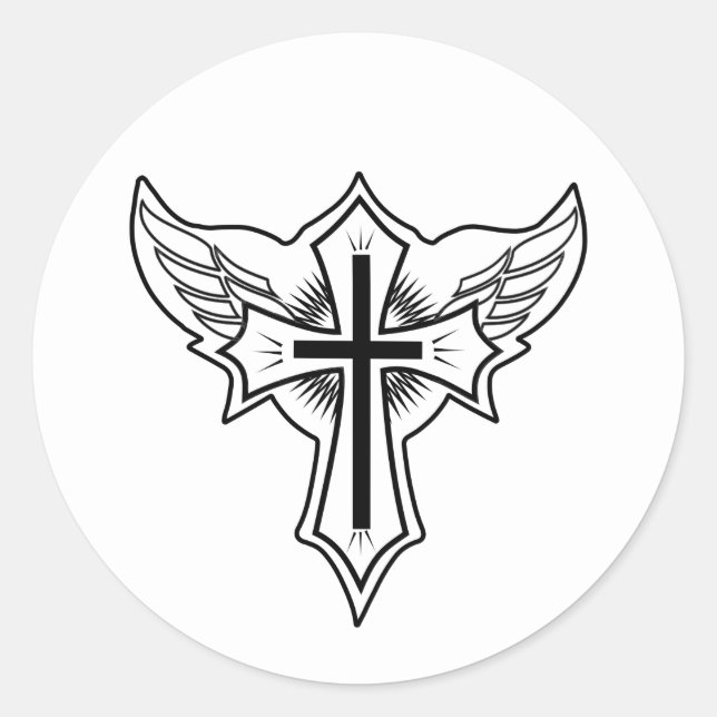 Christliches Kreuz Runder Aufkleber (Vorderseite)