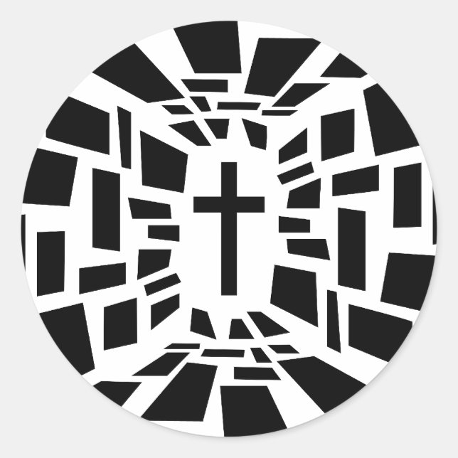 Christliches Kreuz Runder Aufkleber (Vorderseite)