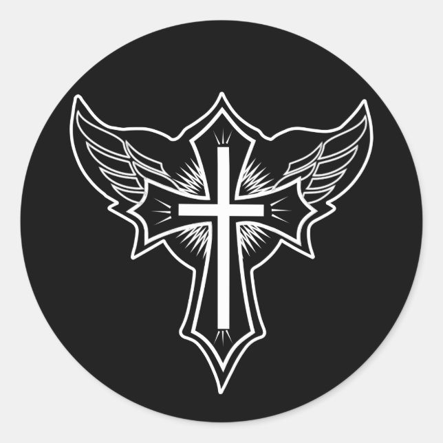 Christliches Kreuz Runder Aufkleber (Vorderseite)
