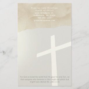 Christliches Kreuz Schreibwaren auf Grau Briefpapier