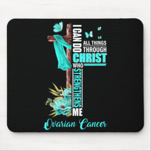 Christliches Kreuz Türkises Band Überlebender Kämp Mousepad