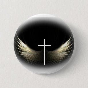 Christliches Kreuz und Heiliger Geist Button