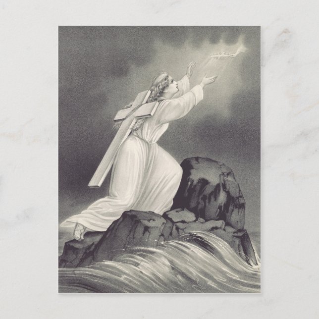 Christliches Kreuz- und Kronensymbol Postkarte (Vorderseite)