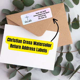 Christliches Kreuz-Wasserfarbe-Rücksendeetikett
