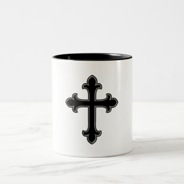 Christliches Kreuz Zweifarbige Tasse (Mittel)