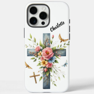 Christliches Kreuzgerüst, zartes Frühjahrsblüten iPhone 16 Pro Max Hülle