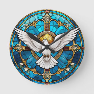 Christliches Kreuzglas Runde Wanduhr