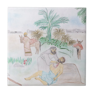 Christliches Kunstwerk Das gute Samariter Fliese