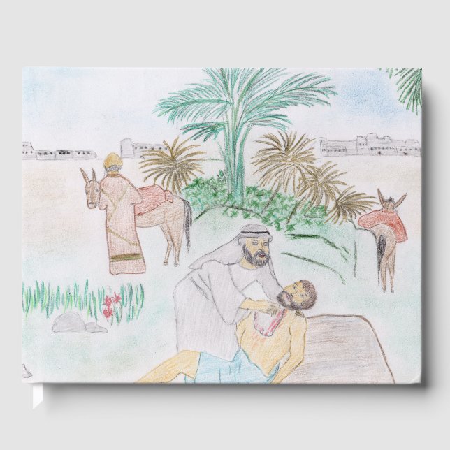 Christliches Kunstwerk Das gute Samariter Gästebuch (Vorderseite)